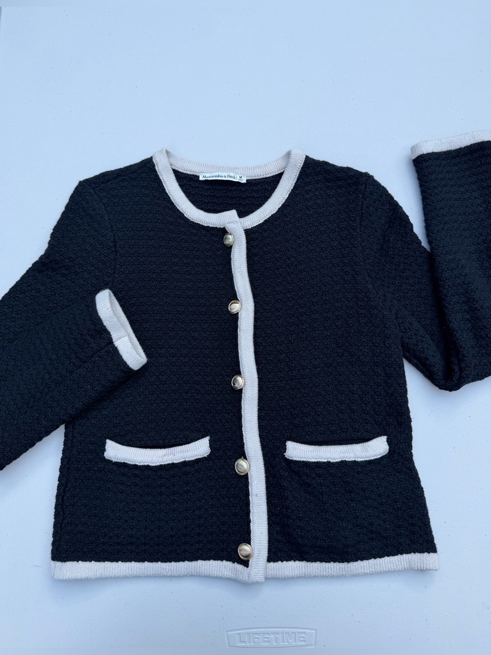 Abercrombie & Fitch Contrast Trim Women’s Jacket Cardigan Black - Size Medium